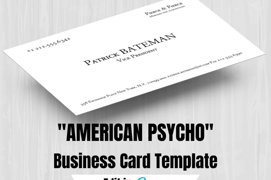 Printable Business Card American Psycho Style Patrick Bateman Business Card Vice President Style DIGITAL Business Card 3 5 X 2