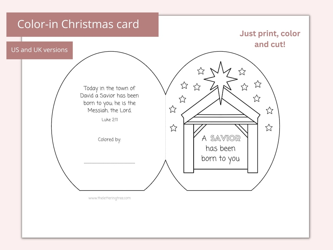 Printable Christmas Card Christian Christmas Craft Bible Crafts For Kids Sunday School Coloring Page A Savior Is Born Etsy