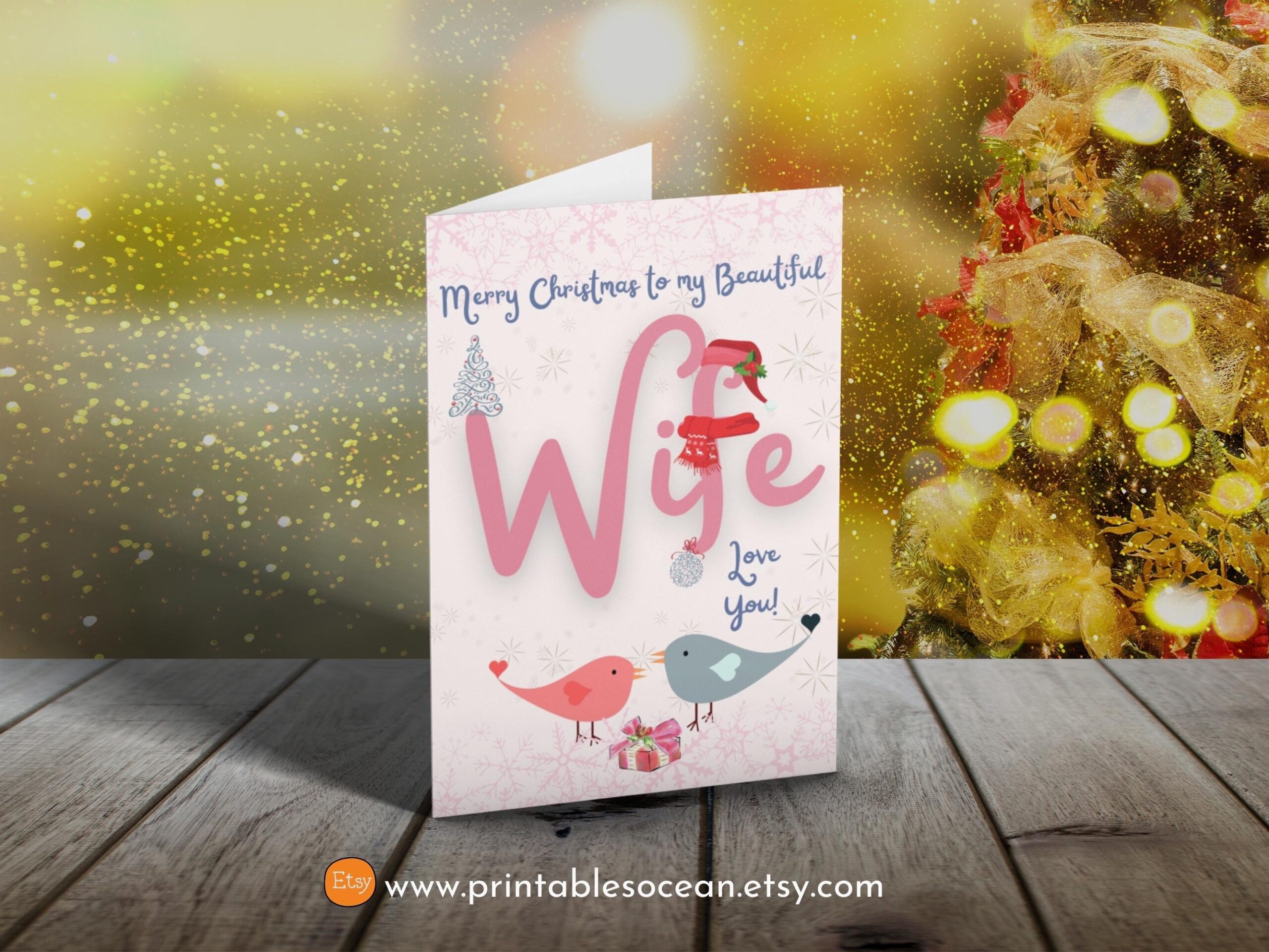 Printable Christmas Card For Wife Merry Christmas Wife Card Xmas 
