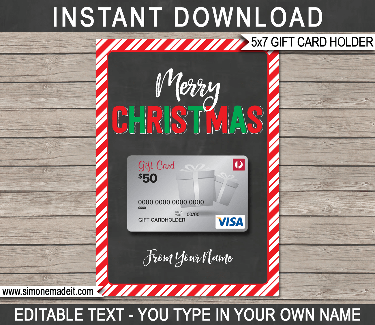 Printable Christmas Gift Card Holder Template Last Minute Christmas Gift