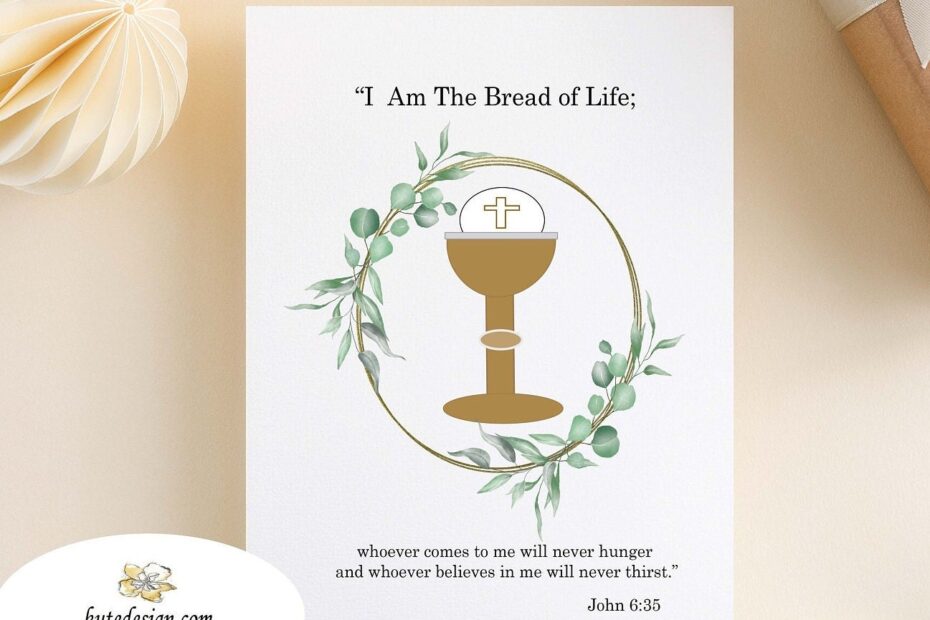 Printable First Communion Card Catholic Card Christian Card First Communion Gift Blank Card Eucharist Card Bible Verse Card Scripture