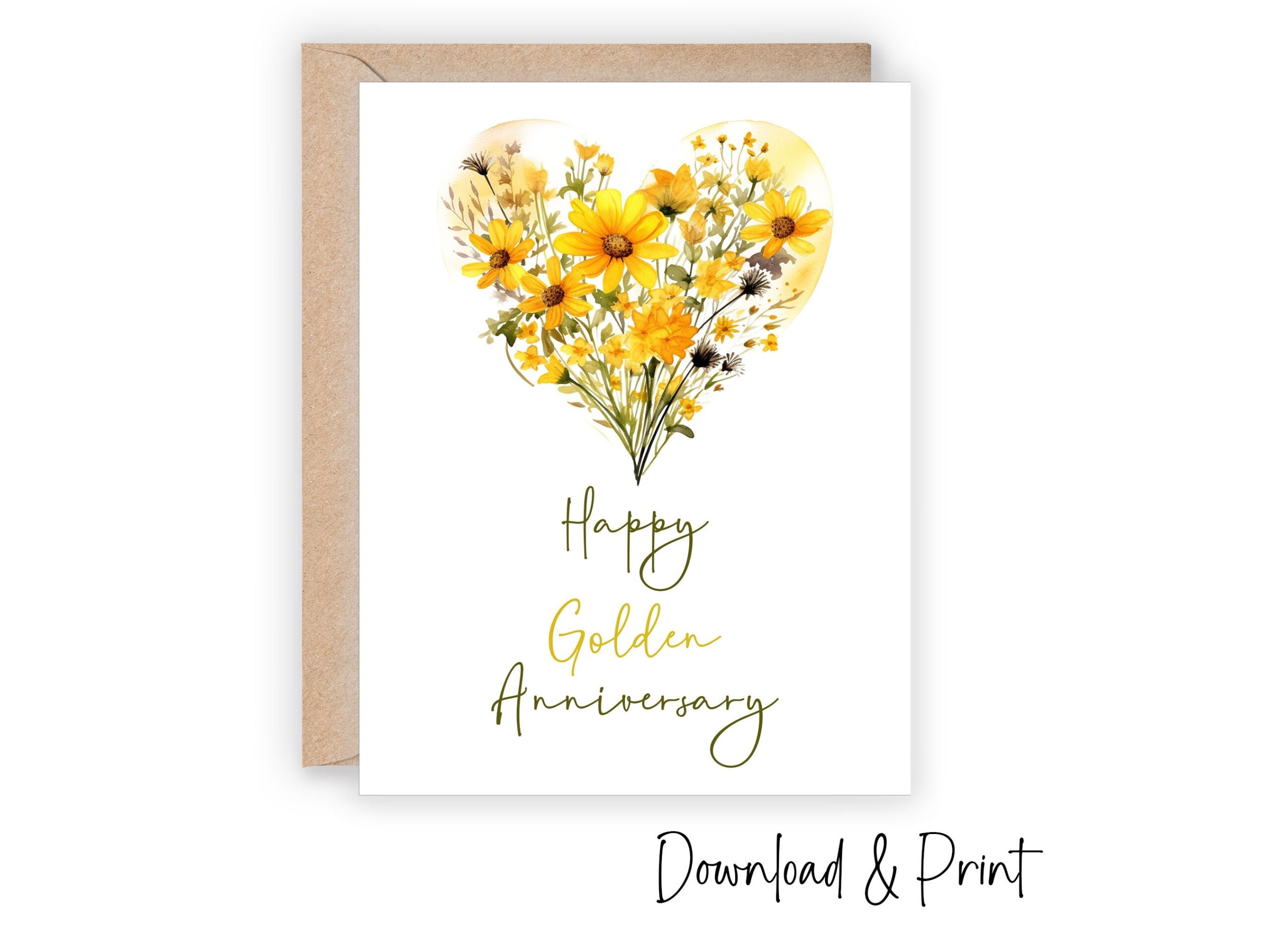 Printable Golden Anniversary Card Say Happy 50th Wedding 