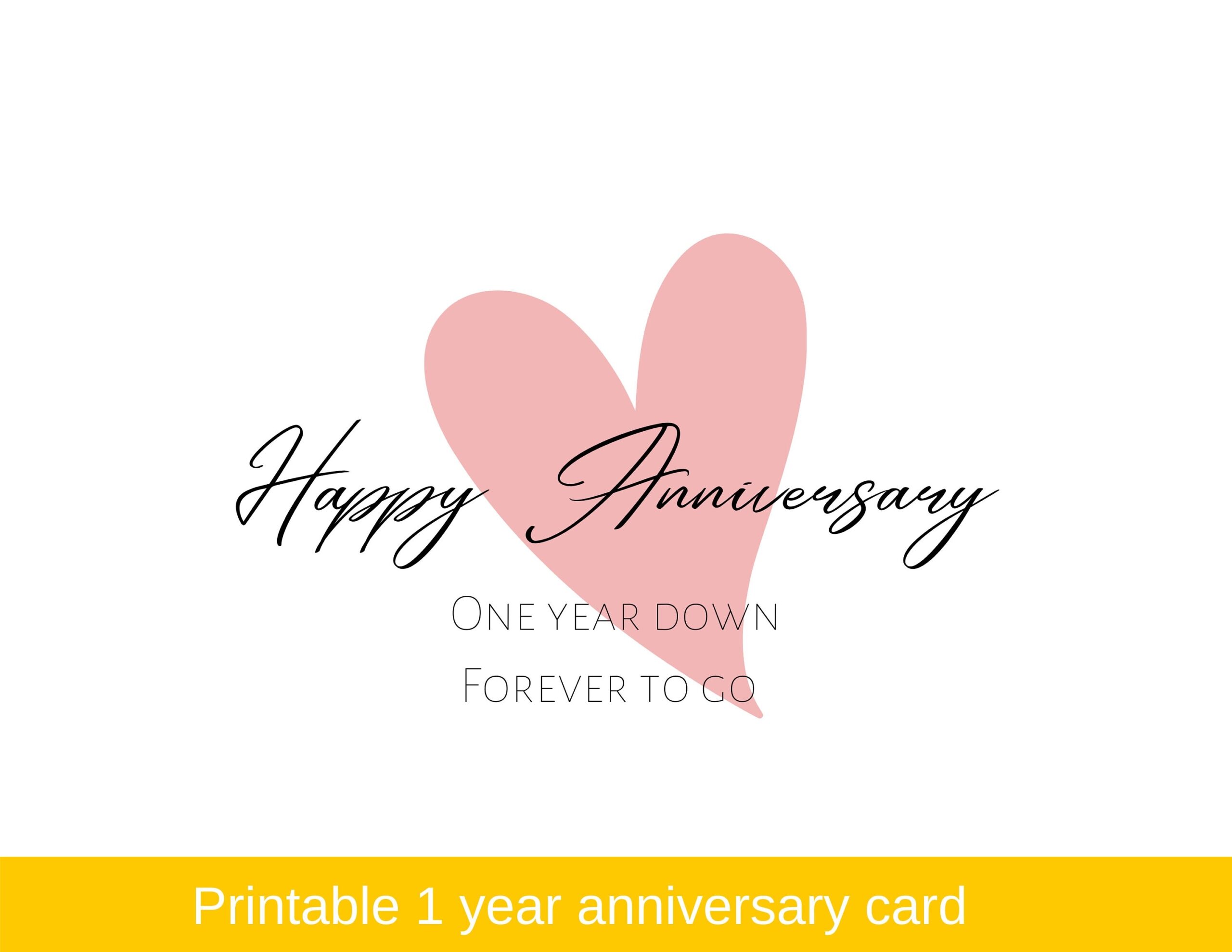 PRINTABLE Happy Anniversary Card One Year Anniversary Card Anniversary Card Printable Card