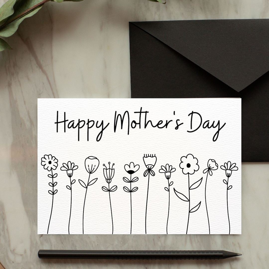 Printable Mother s Day Card Black And White Card Instant Download 5x7 Printable Greeting Card Mother s Day PDF Etsy