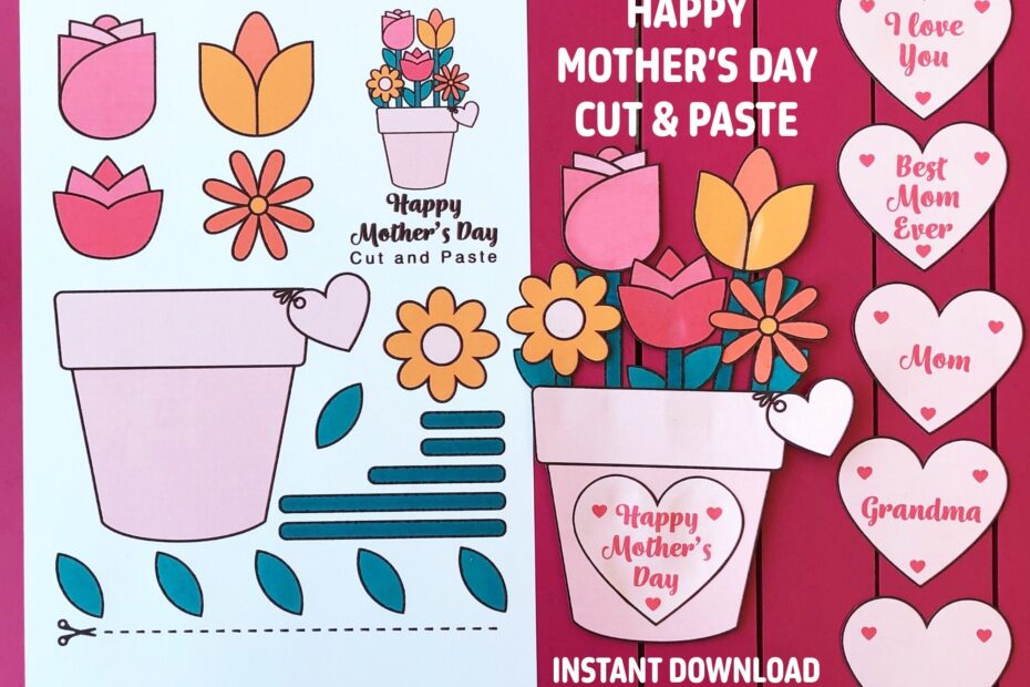 Printable Mother s Day Cut U0026 Paste Flower Bouquet Gift Card