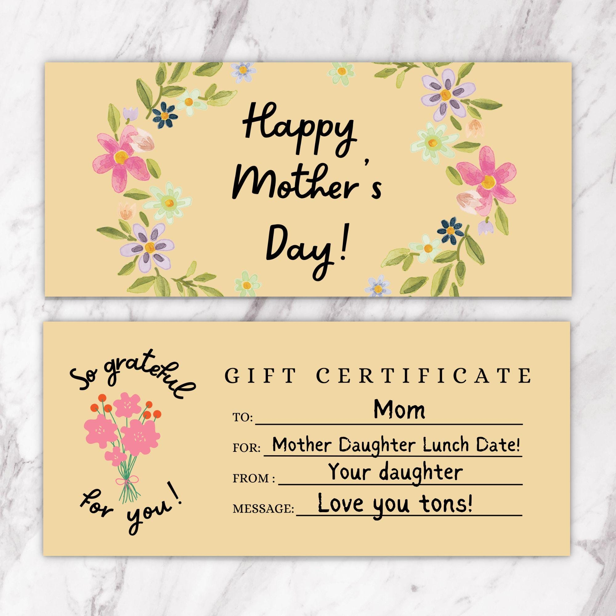 Printable Mothers Day Gift Certificate Template Instant Mother s Day Gift Voucher Coupons For Mom Etsy