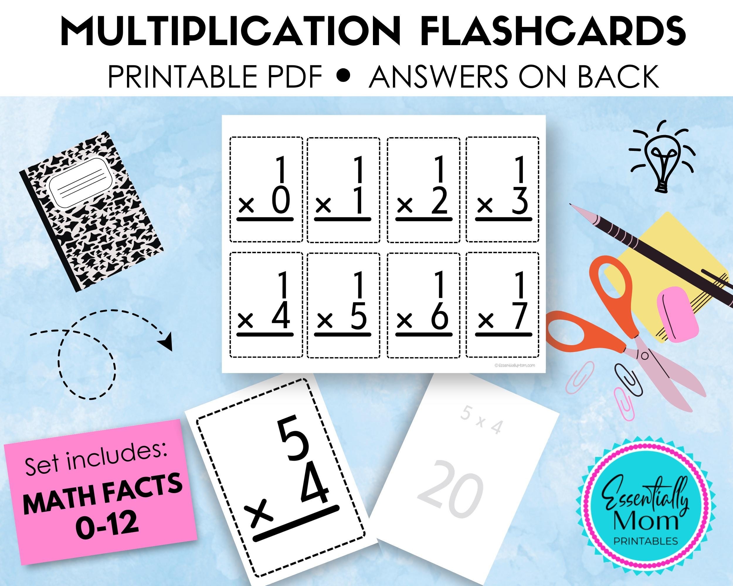Printable Multiplication Flash Cards 0 12 Downloadable Multiplication Flash Cards Multiplication Flash Cards Pdf Multiplication Facts Etsy