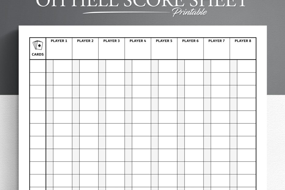 Printable Oh Hell Score Sheet PDF Format US Letter And A4 Sizes Oh Hell Card Game Oh Hell Score Pad Etsy