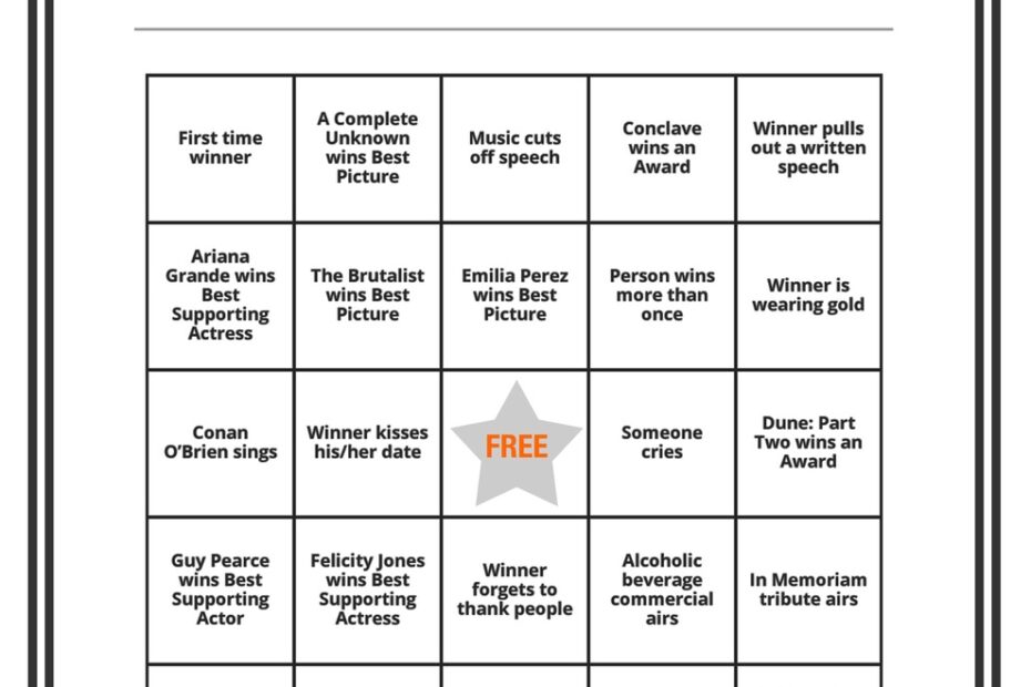 Printable Oscars Bingo Party Ideas Punchbowl