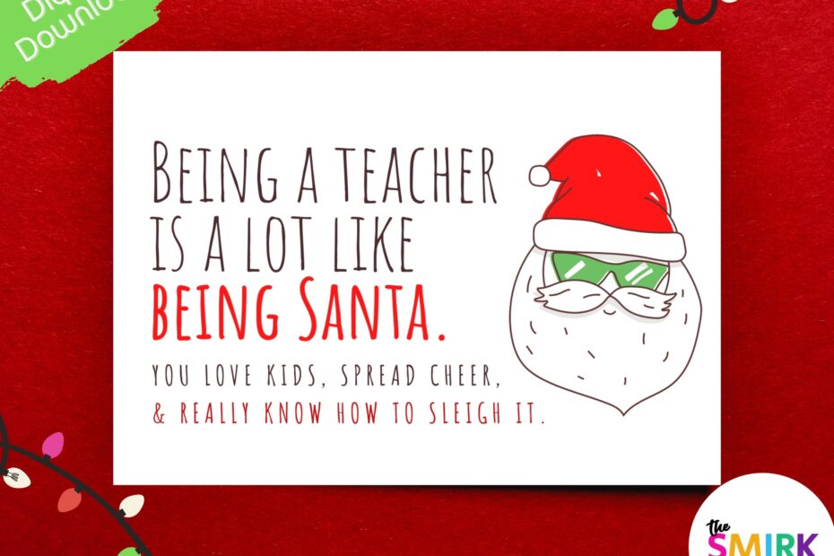 Printable Teacher Holiday Card Teacher Christmas Card Holiday