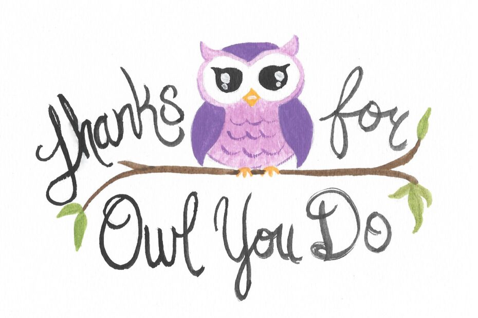 Printable Thank You Thanks For Owl You Do Card Teacher