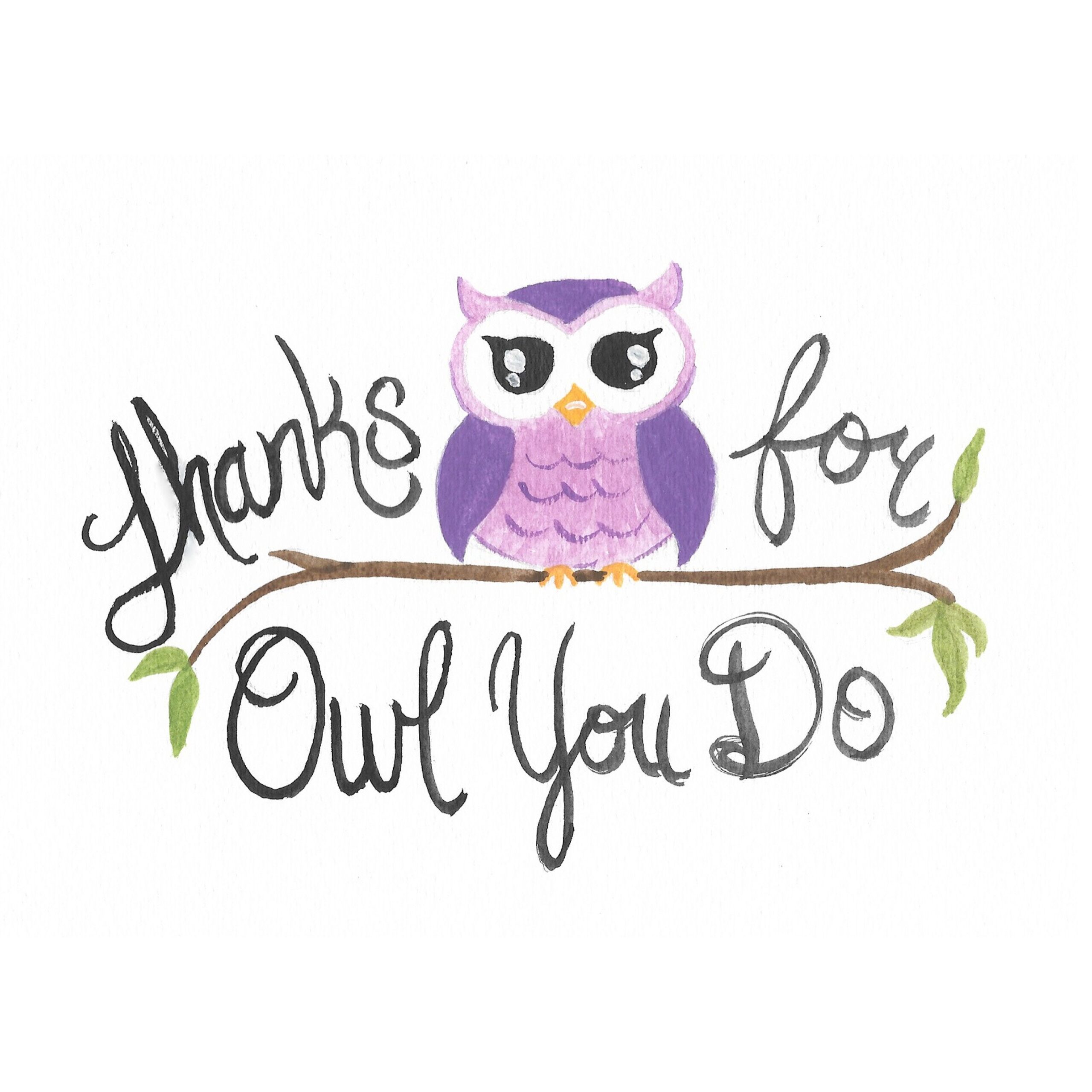 Printable Thank You Thanks For Owl You Do Card Teacher 