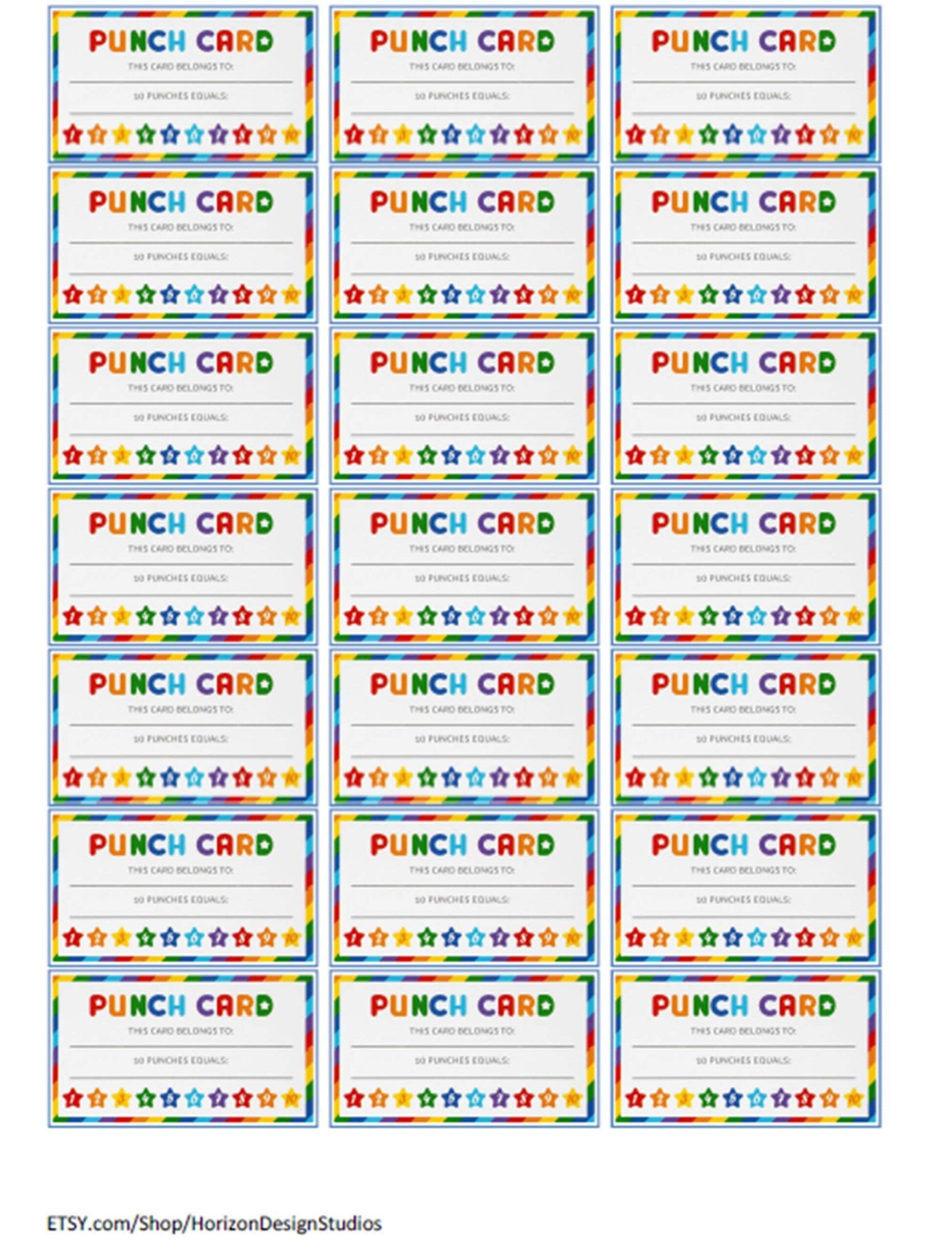 Punch Card Download Pdf 21 Punch Cards Pdf File to Do Punch Card Pdf printable Punch Card printable Chore Card printable Potty Card pdf File