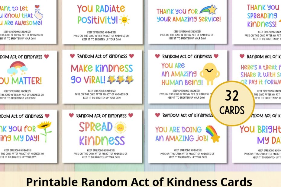 Random Act Of Kindness Cards Printable Act Of Kindness Cards Pay It Forward Small Acts RAOK Gratitude Cards Affirmation Notes Etsy