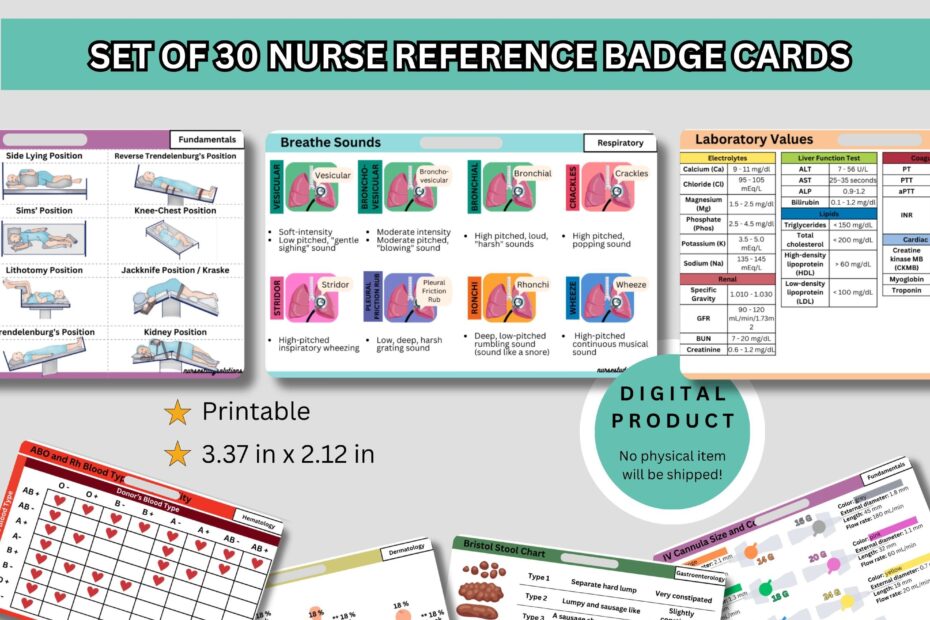 Set Of 30 Complete Nurse Reference Badge Card Pack RN Pocket Cards Bundle ACLS Cheat Sheet ICU Lab Values Pain Scale Nursing School Notes Etsy UK