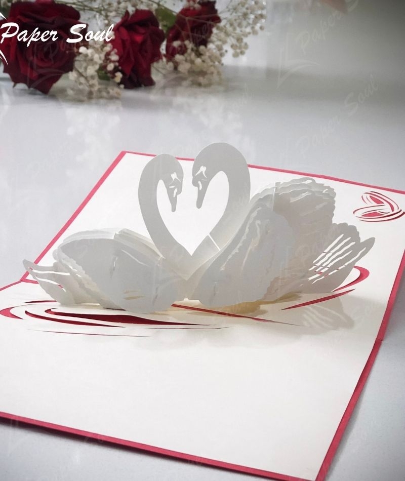 Swan Couple Pop up Card Template Valentine s Day Pop Up Card DIY Paper Soul Craft Paper Soul Craft