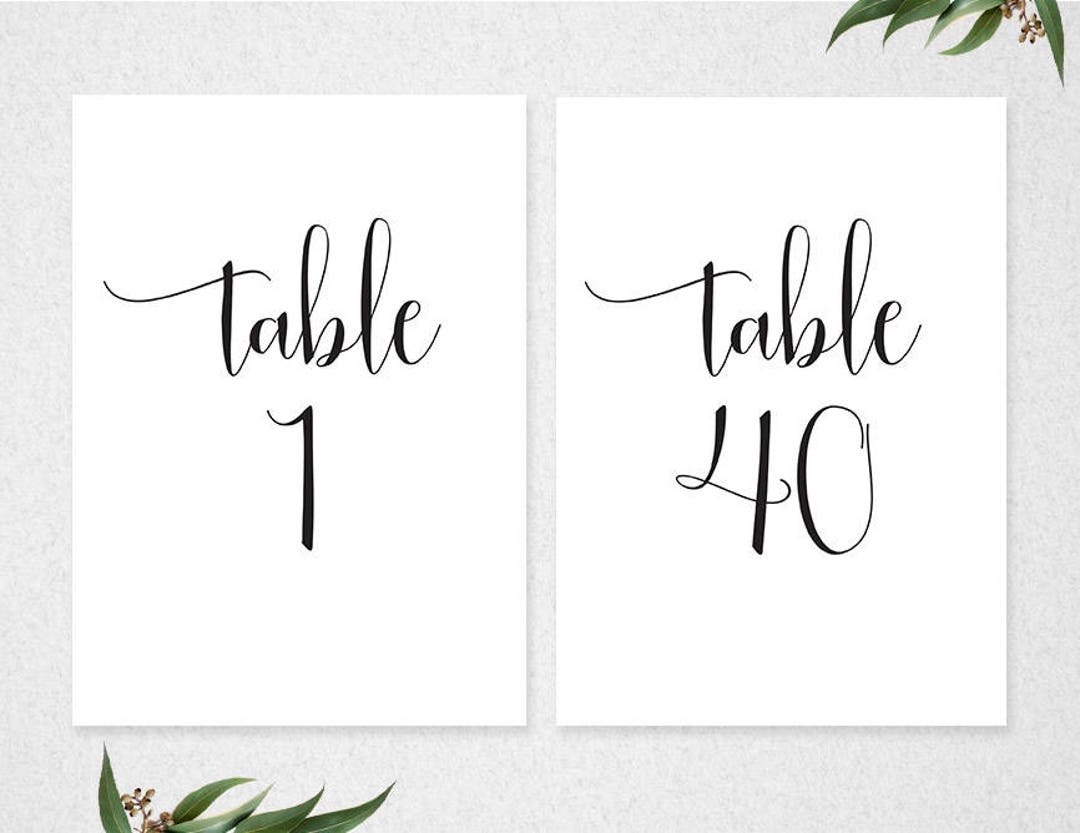 Table Numbers Table Numbers 1 40 Printable Table Numbers 5x7 Wedding Table Numbers Bridal Shower Table Numbers Etsy