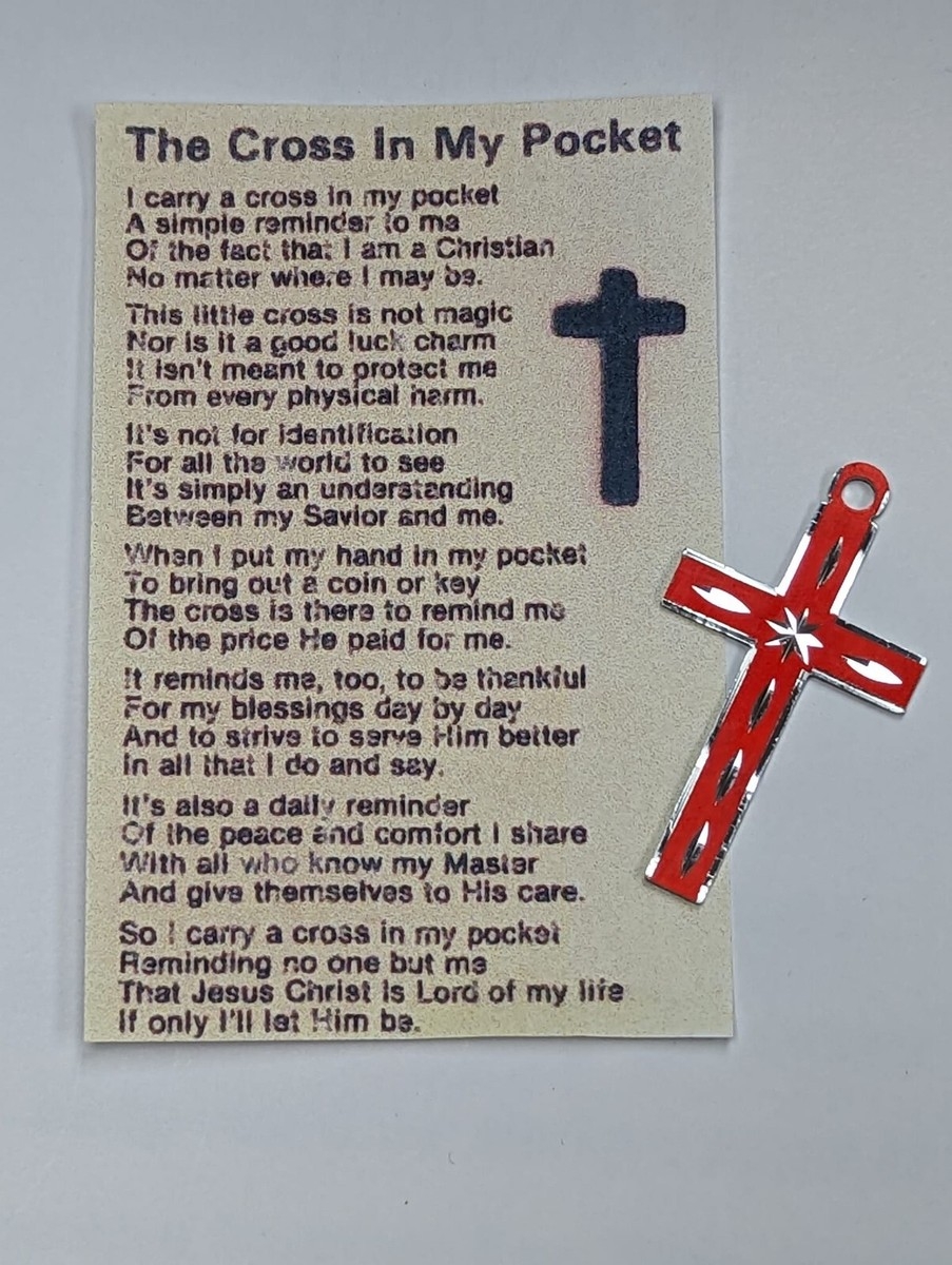 The Cross In My Pocket Poem Card With A RED U0026 SILVER Pocket Cross