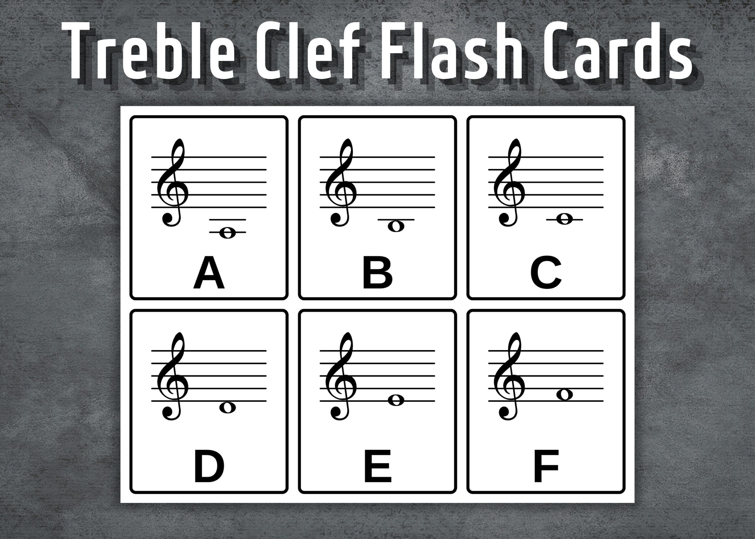 Treble Clef Flash Cards Printable Music Note Flash Cards Treble 