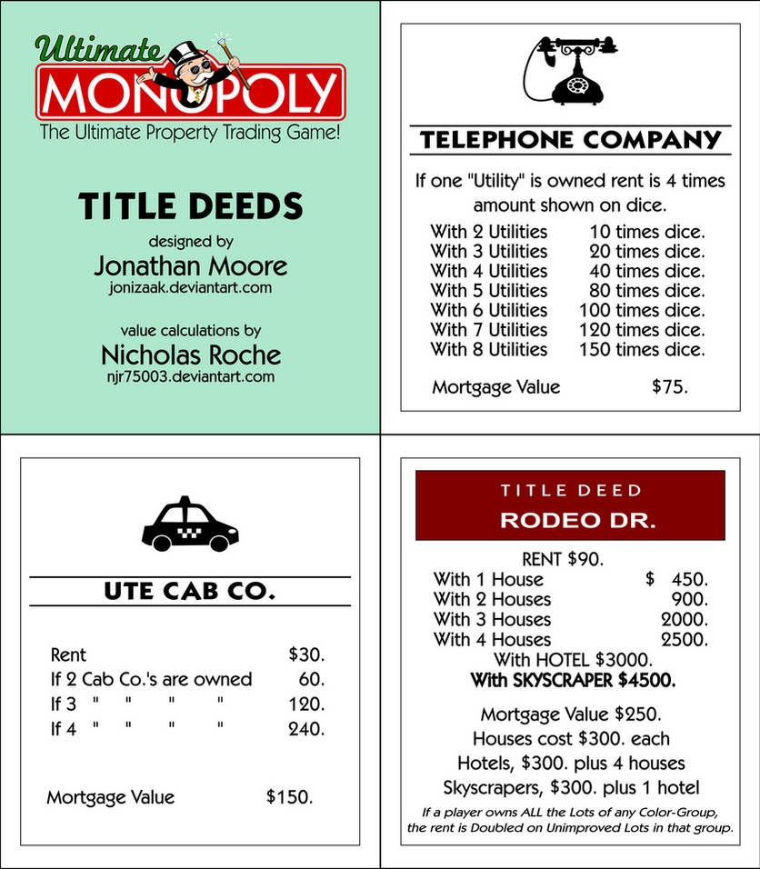 monopoly property cards template printable