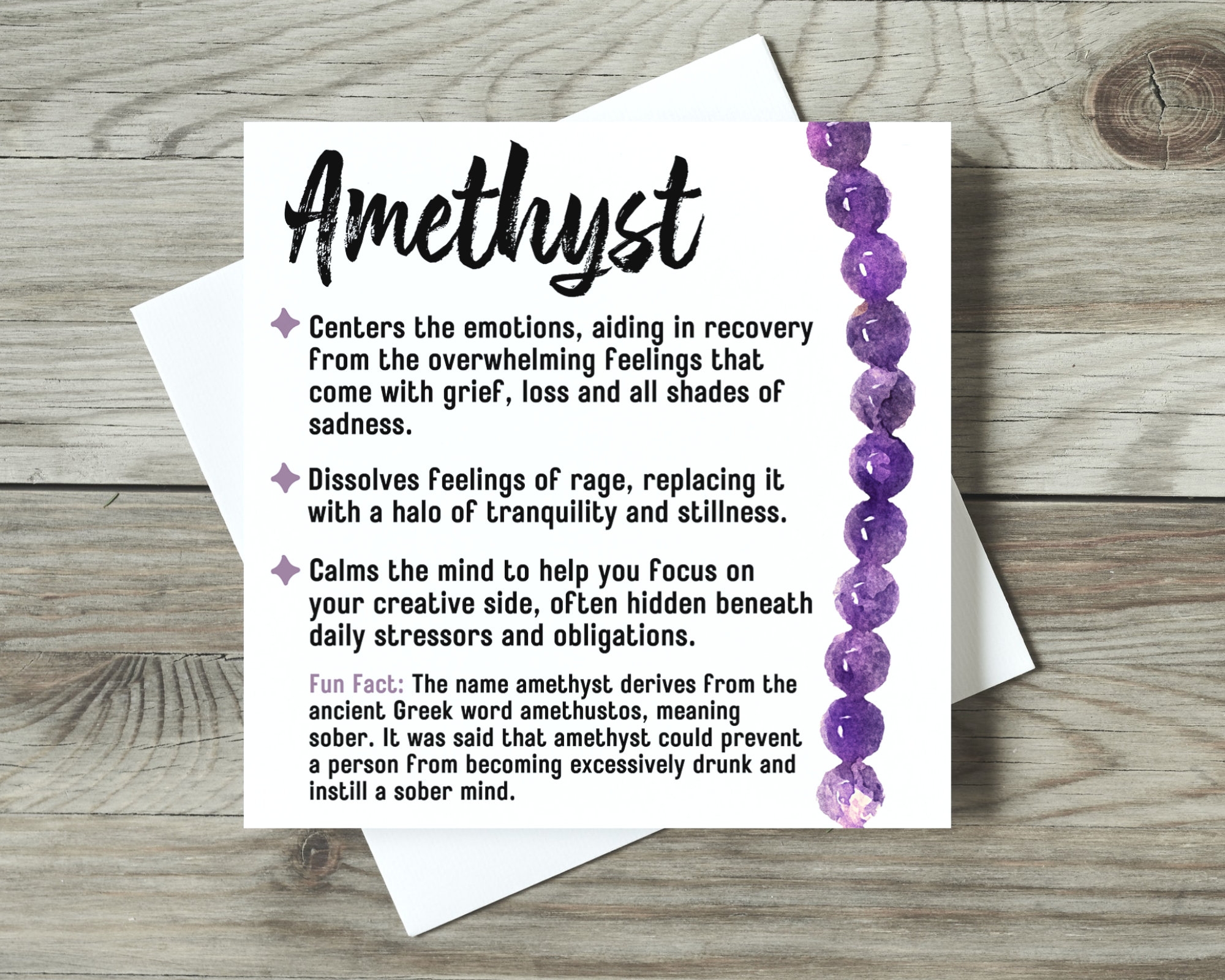 Watercolor Amethyst Meaning Card For Makers Gemstone Meaning Card Crystal Meaning Card Watercolor Gemstone Cards Etsy