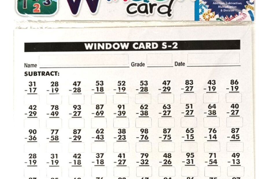 Window Card Series 2 Subtraction Charts U0026 Posters Teens Fiction