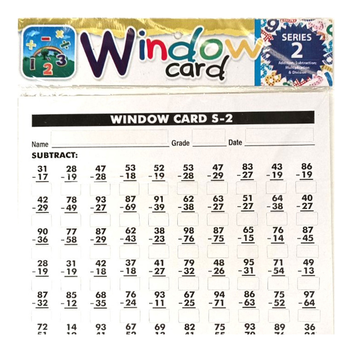 Window Card Series 2 Subtraction Charts U0026 Posters Teens Fiction