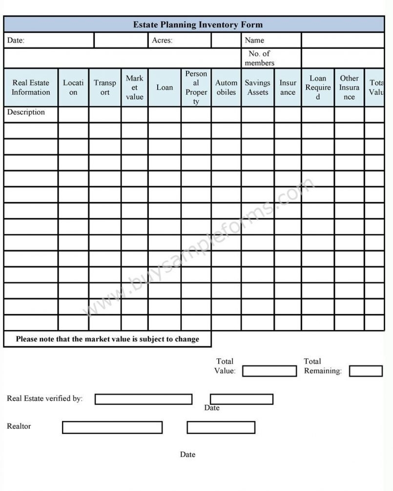 10 Estate Inventory Examples To Download