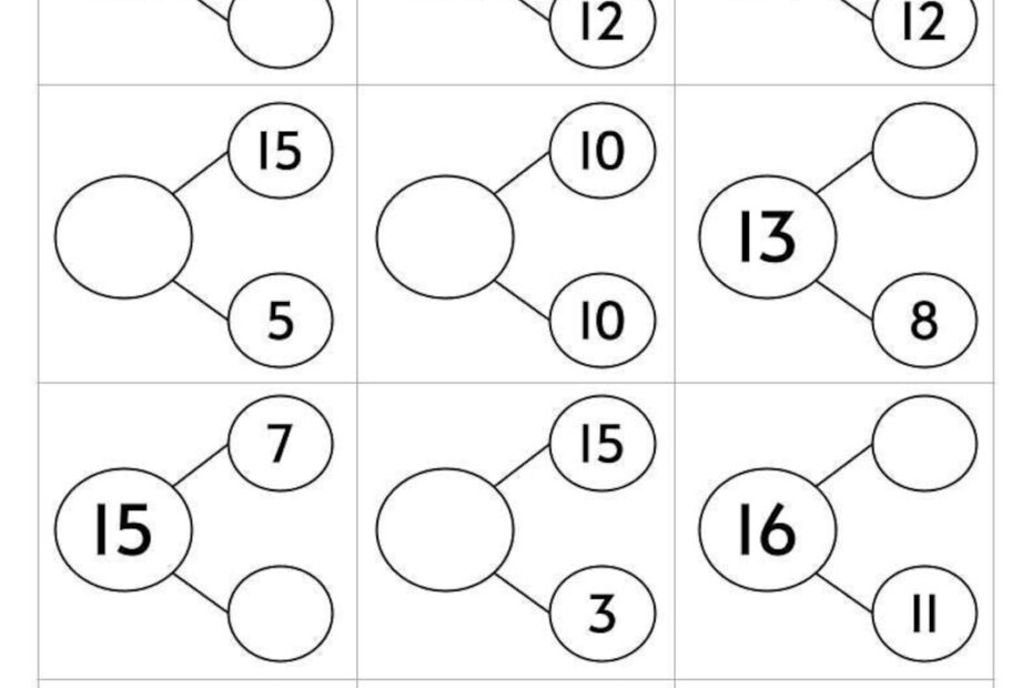 10 Printable Number Bonds Math Worksheets Numbers 1 To 20 Kindergarten First Grade Homeschool Etsy Norway