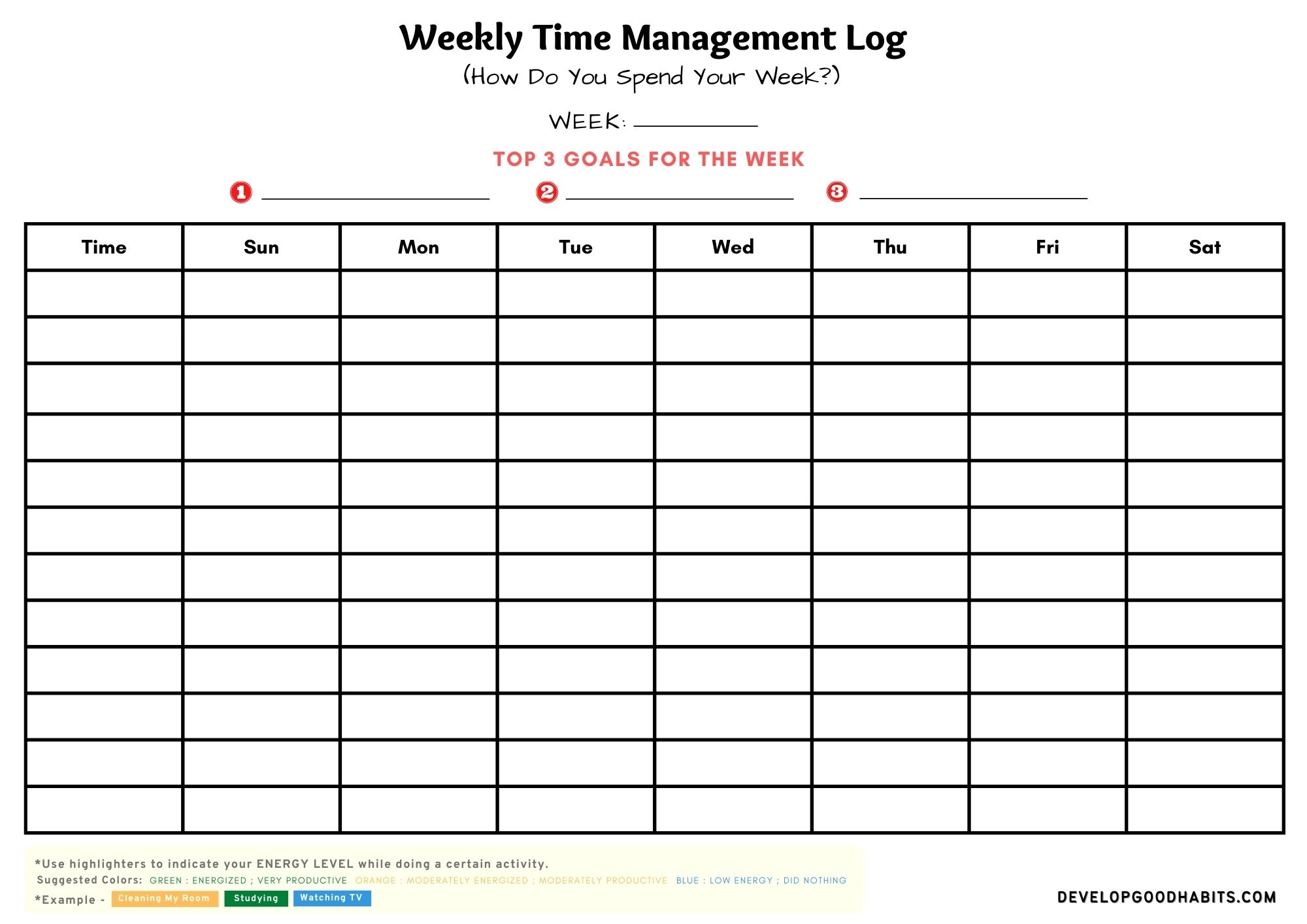 12 Time Management Worksheet For Students U0026 Adults Develop Good Habits
