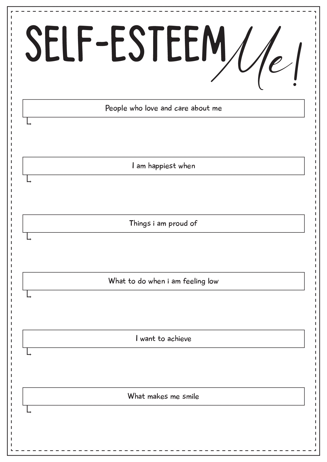 self-esteem worksheets for adults pdf