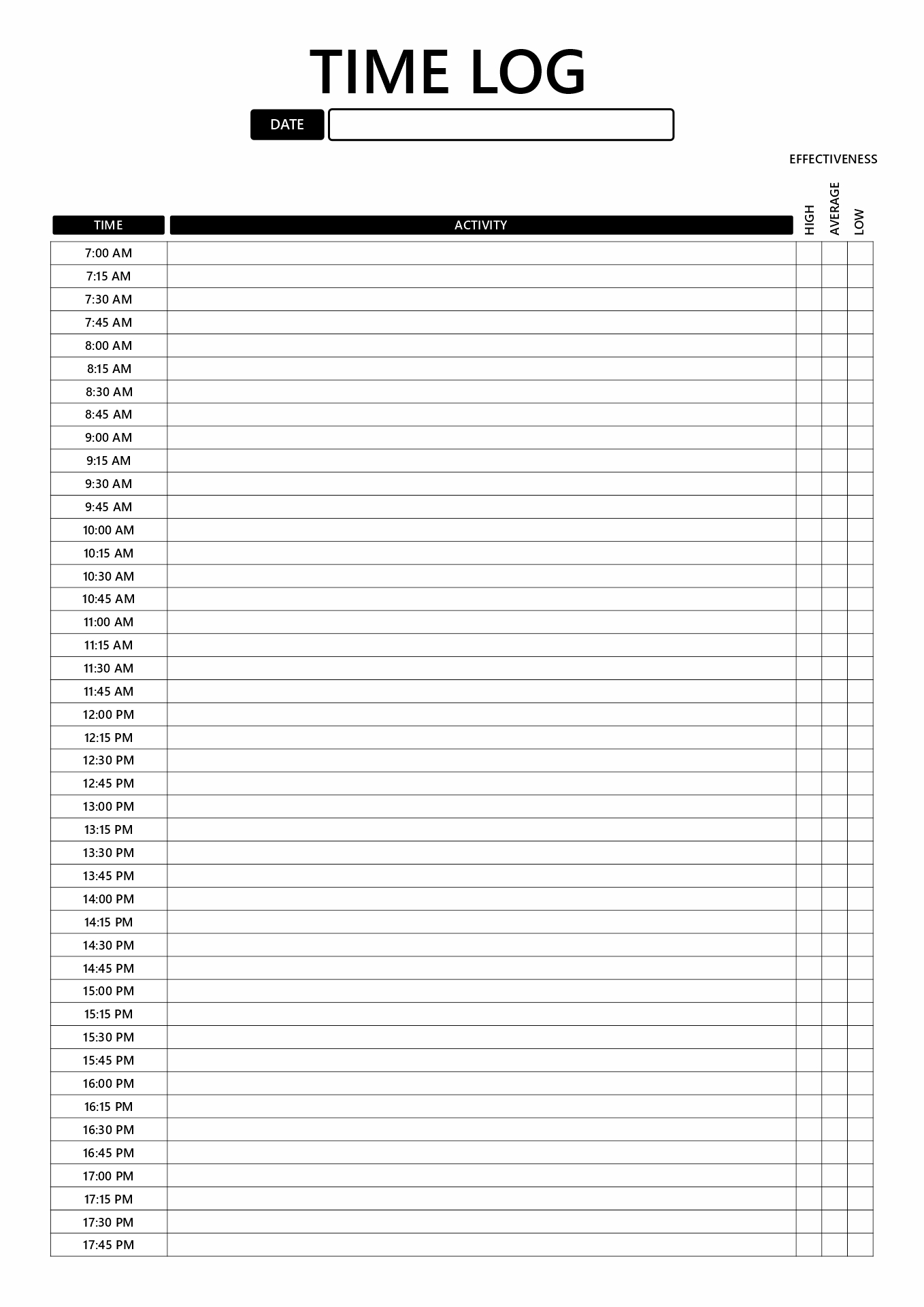 printable time management worksheet pdf