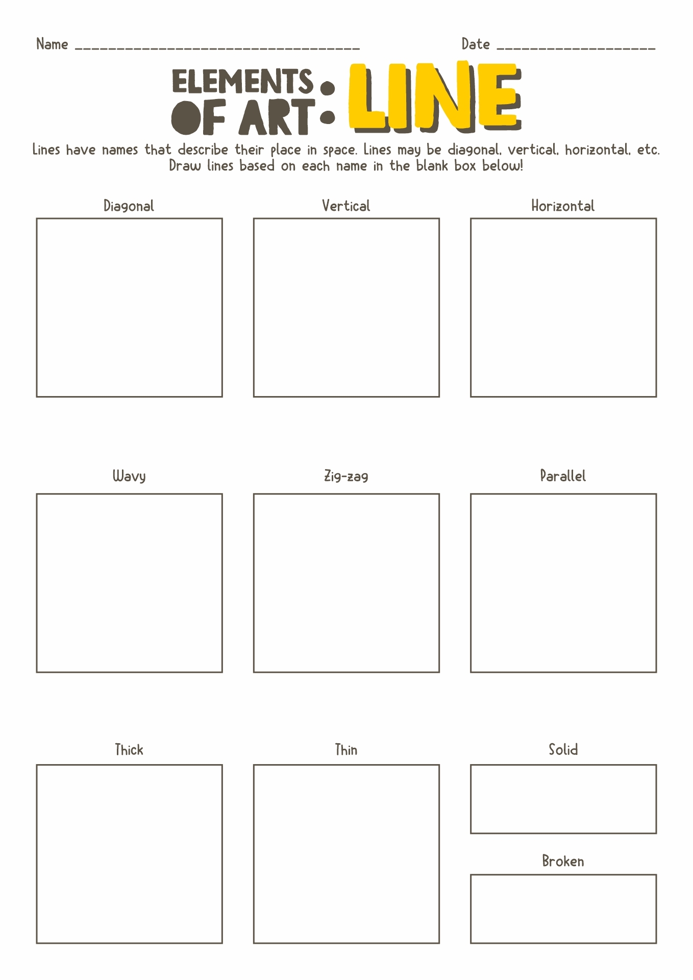 printable elements of art worksheet pdf