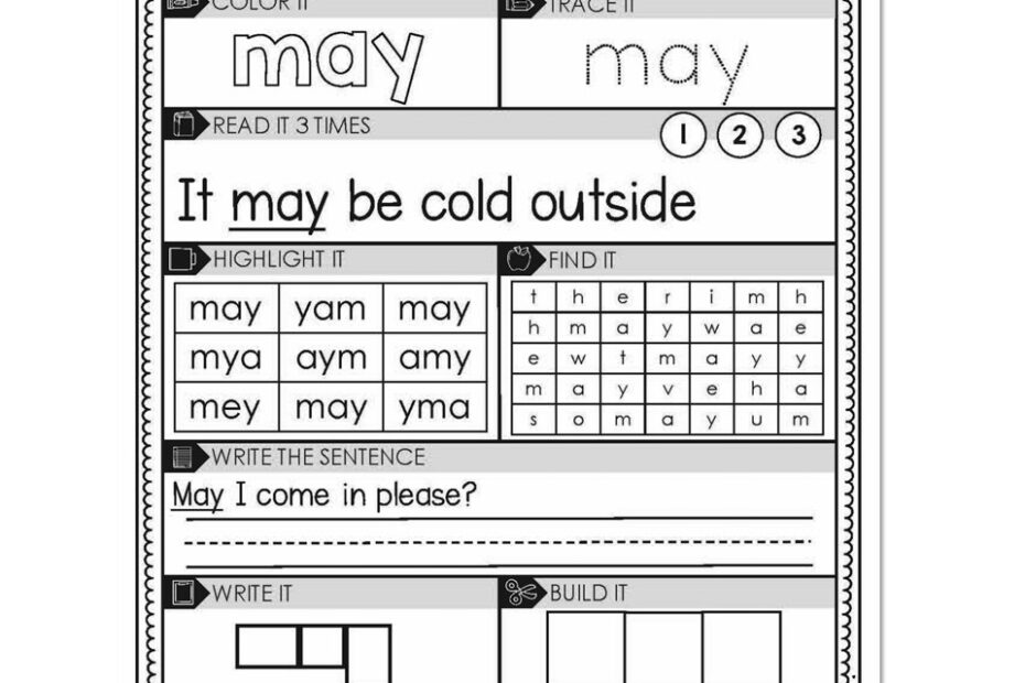 1st Grade Sight Word Worksheets May Lucky Little Learners