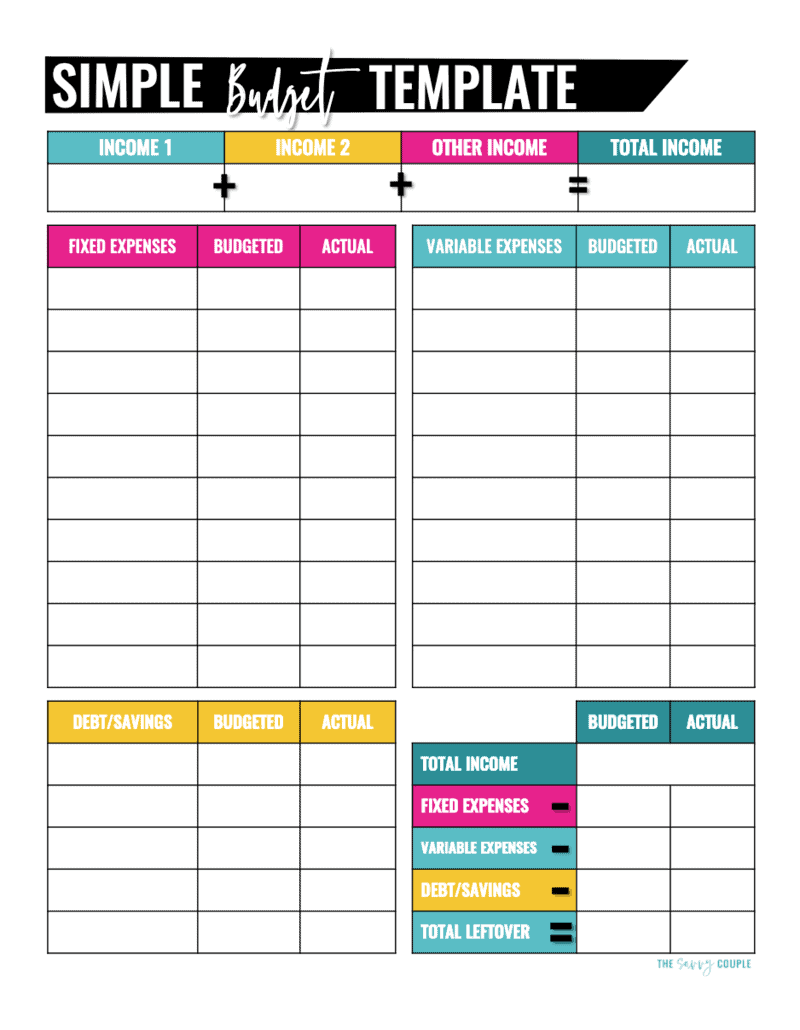 budget worksheet template free