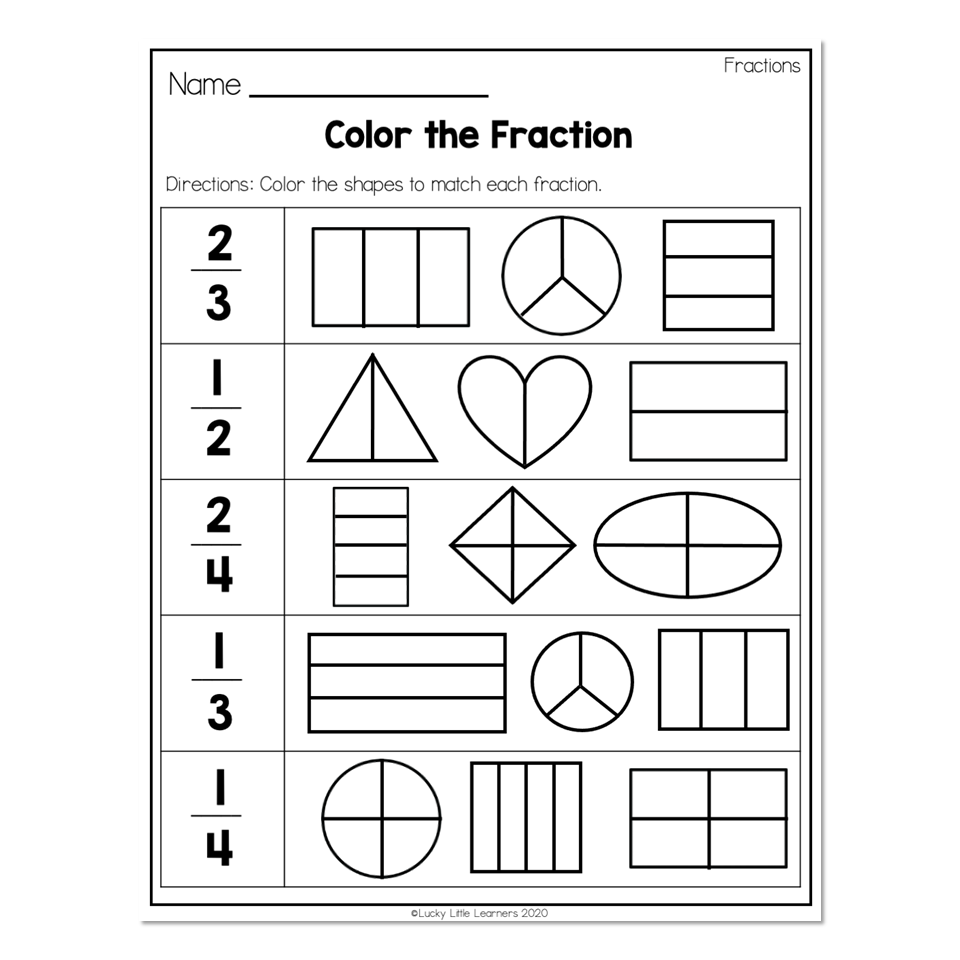 math worksheets fractions