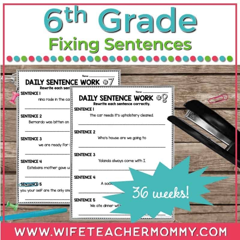 fix the sentence worksheets