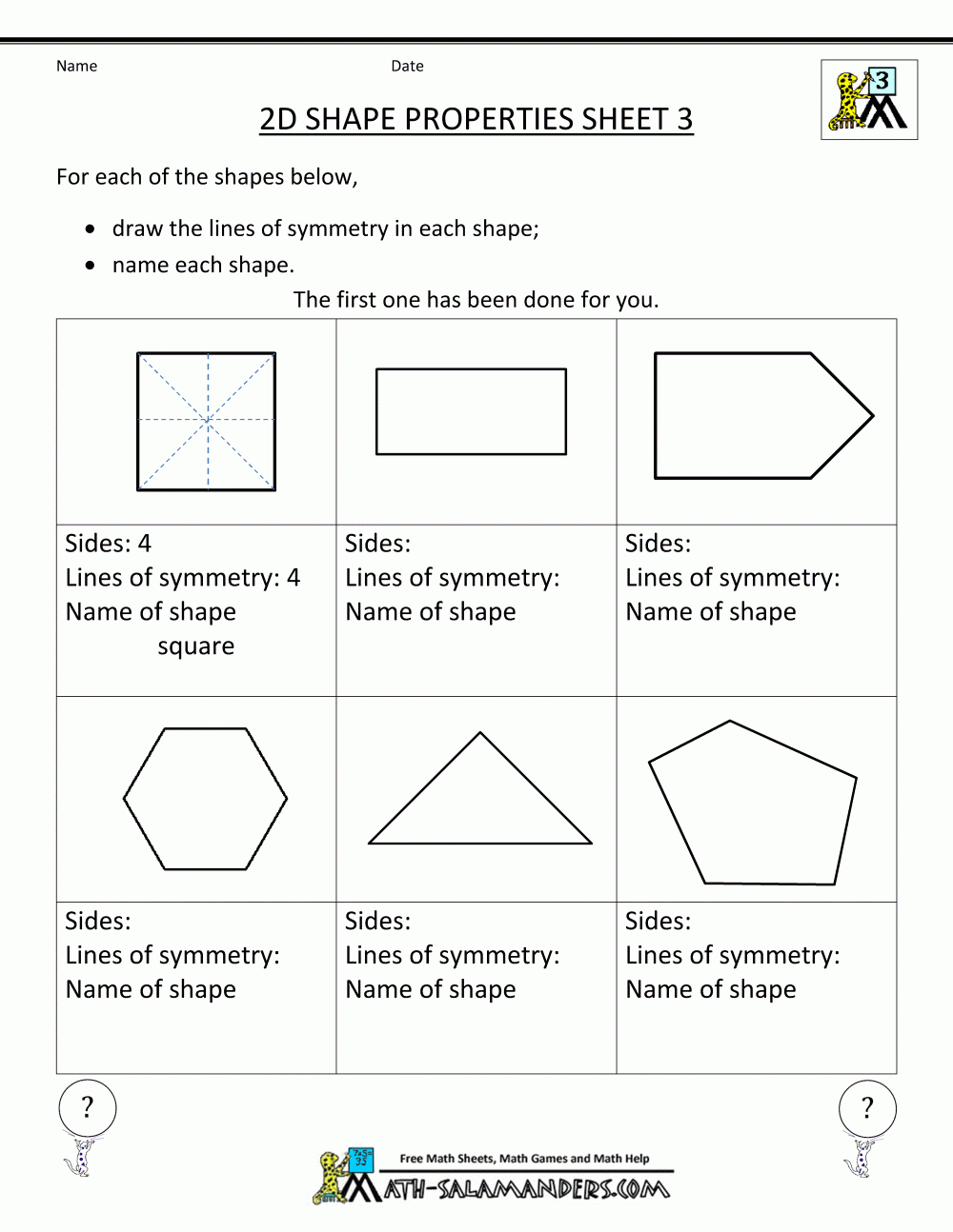 3rd Grade Geometry Worksheets