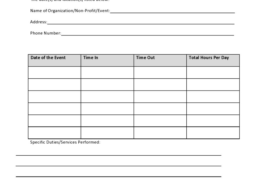 44 Printable Community Service Forms MS Word TemplateLab