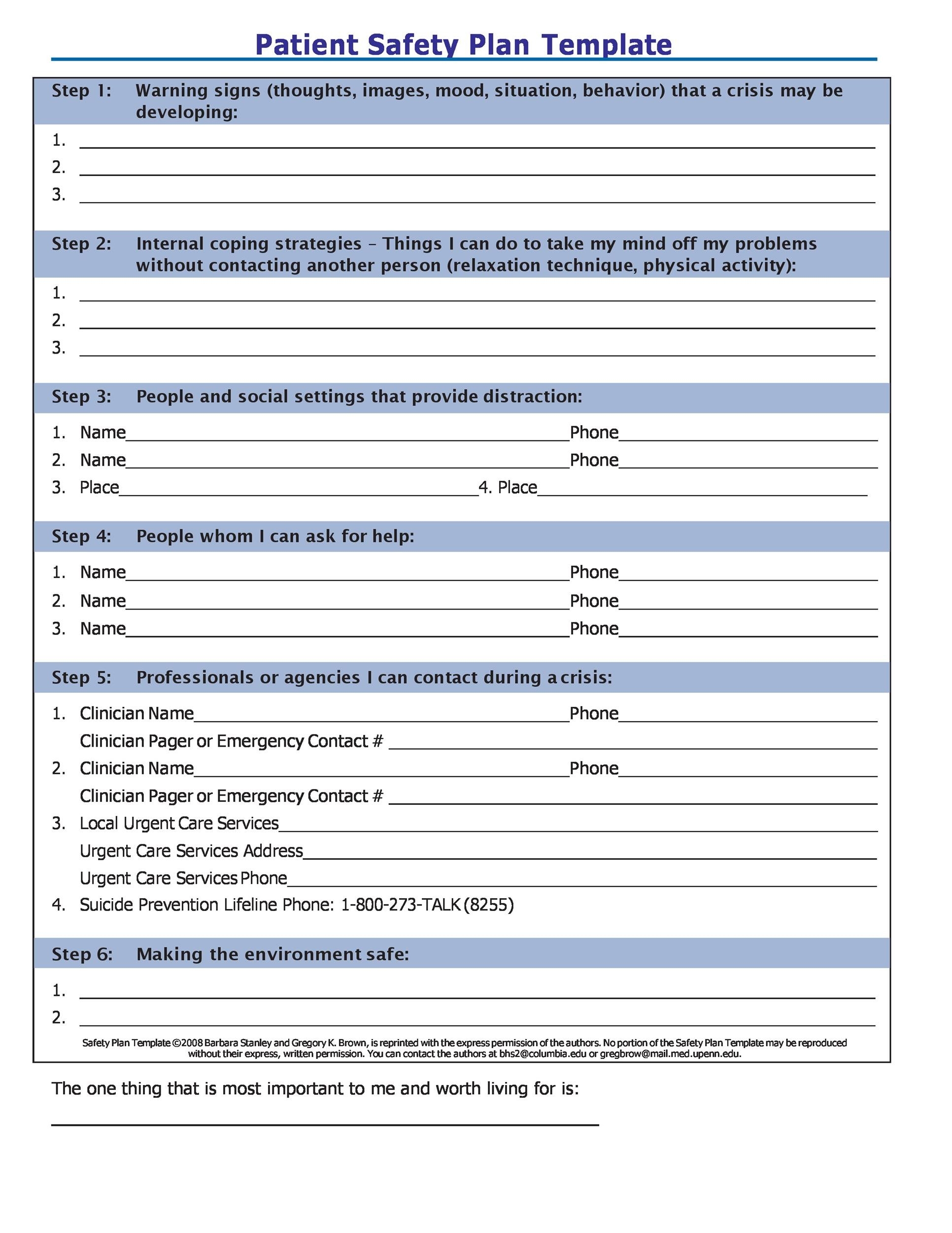 safety plan worksheet