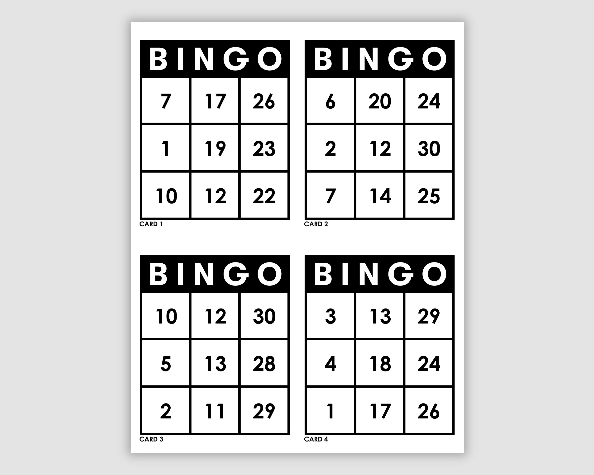 500 Large Print 30 Call Speed Bingo Cards 3 X 3 Grid Prints 1 2 