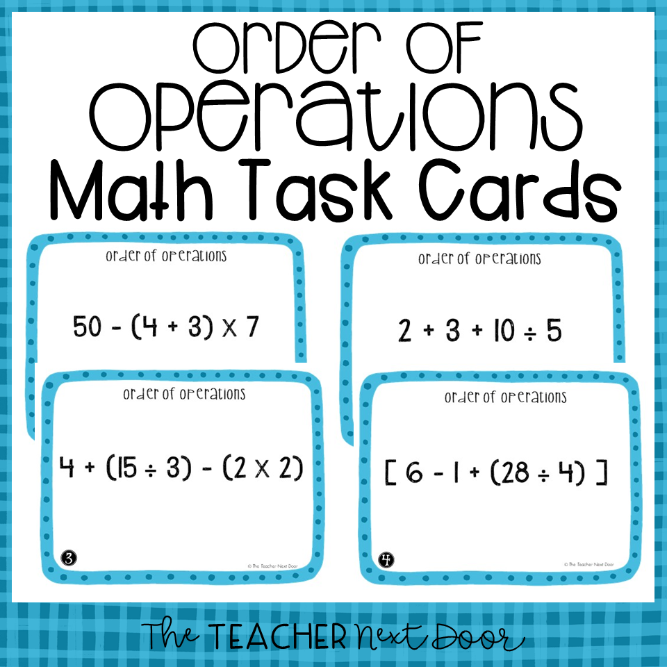 5th Grade Order Of Operations Task Cards Order Of Operations 