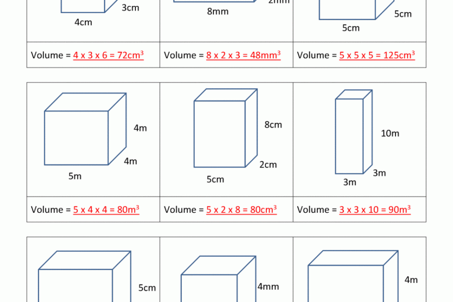 5th Grade Volume Worksheets