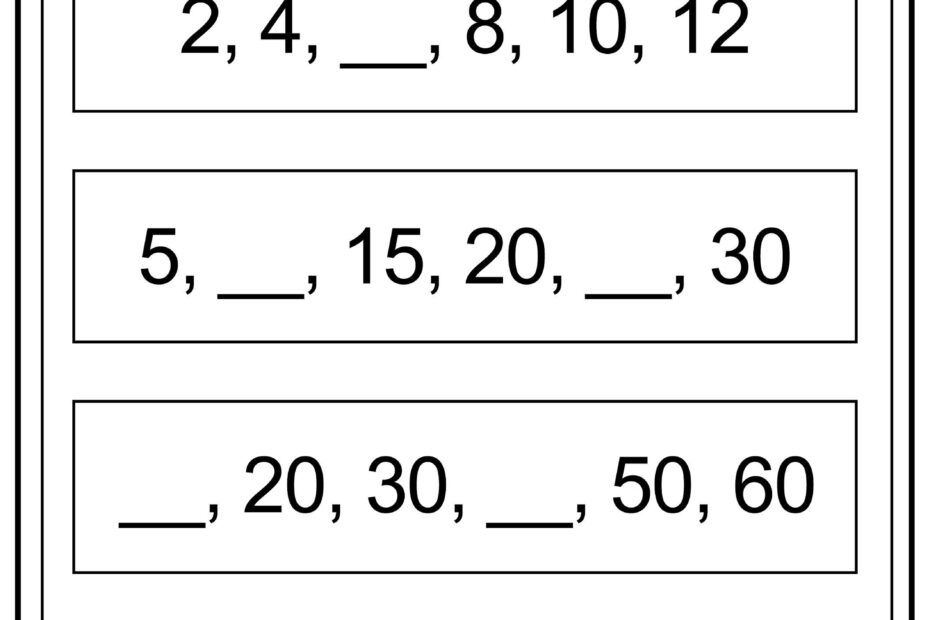 7 Printable Number Patterns Math Worksheet Fill In The Blanks To