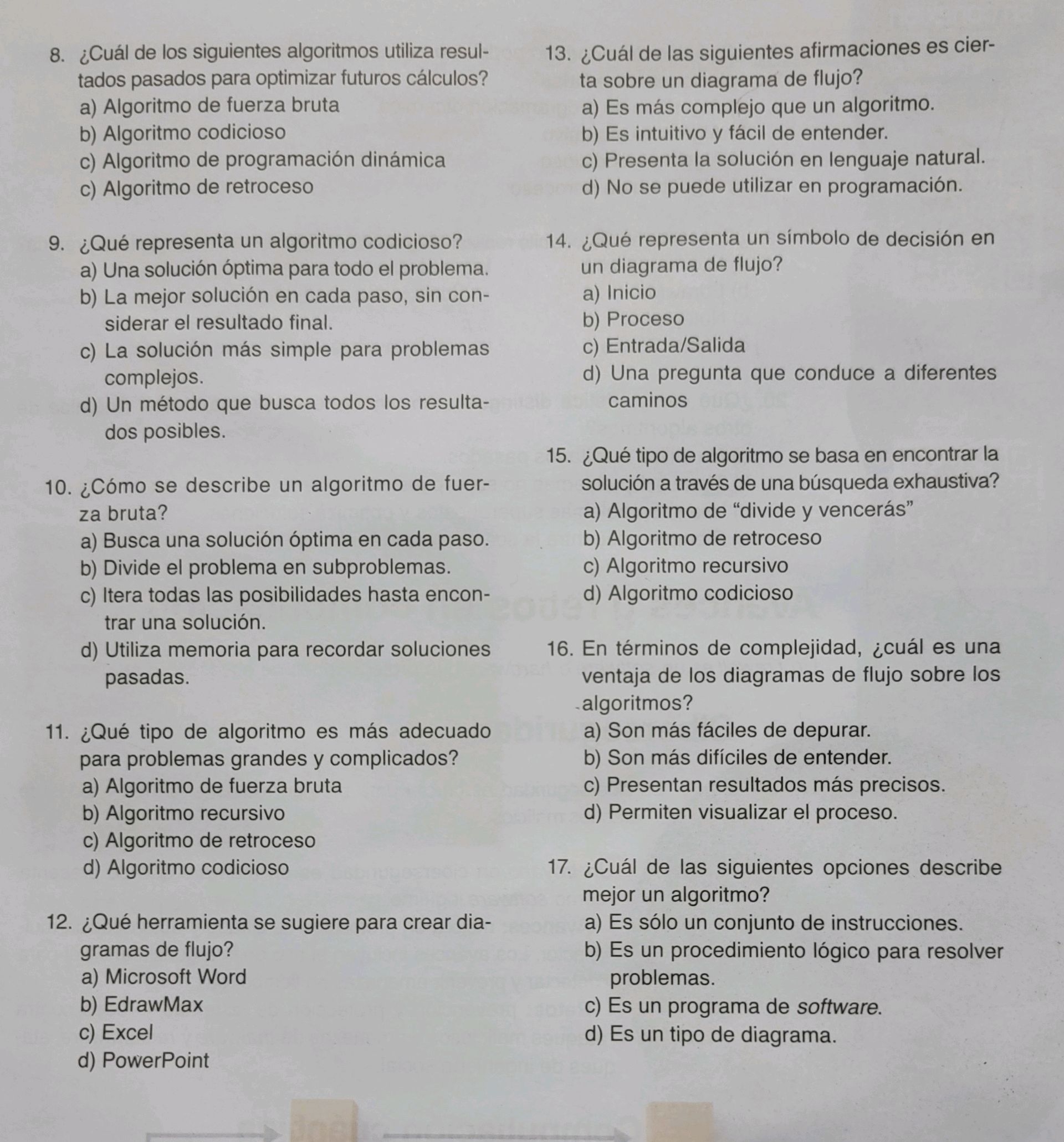 8 Cu l De Los Siguientes Algoritmos StudyX