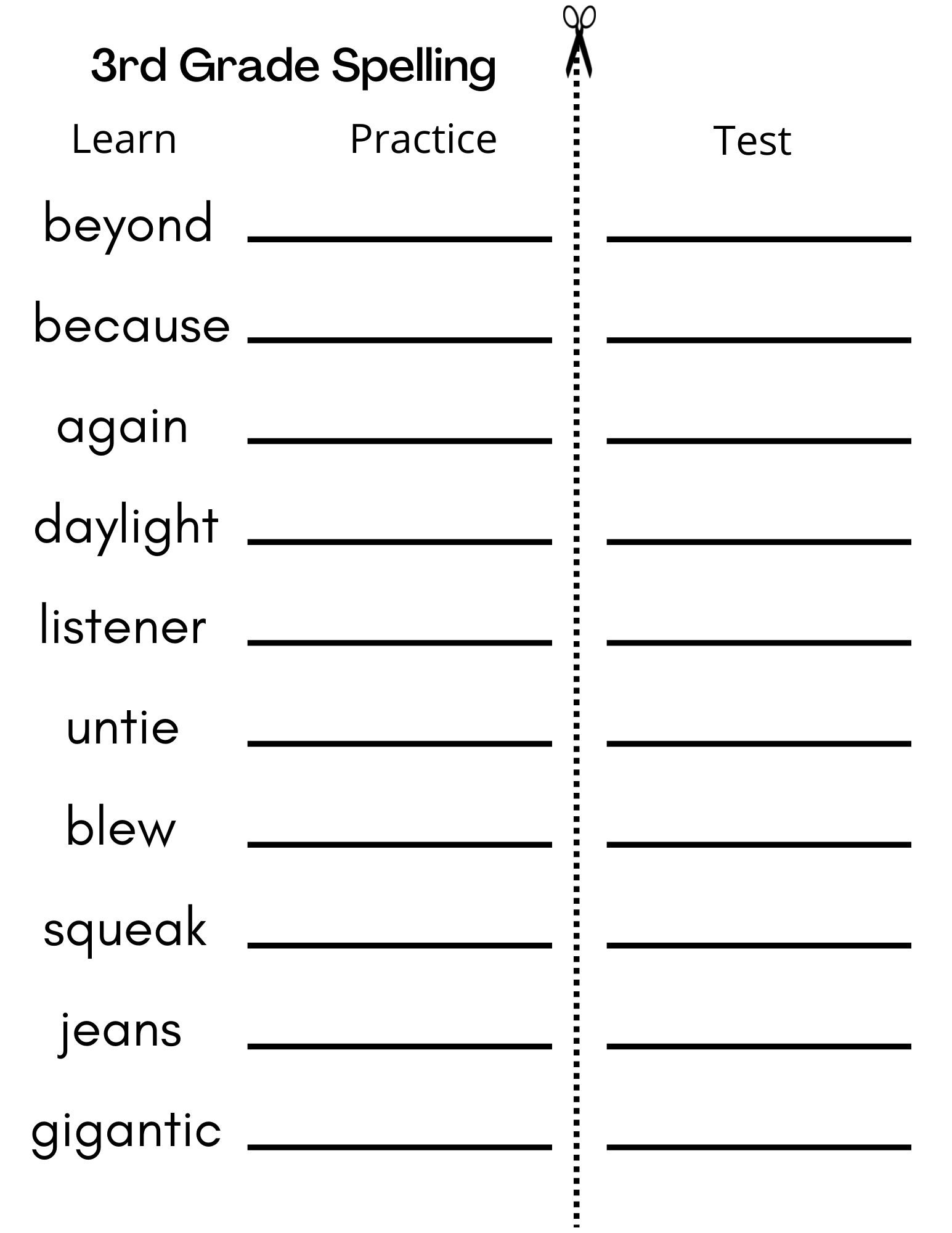 8 Printable Third Grade Spelling Writing Spelling Test Etsy
