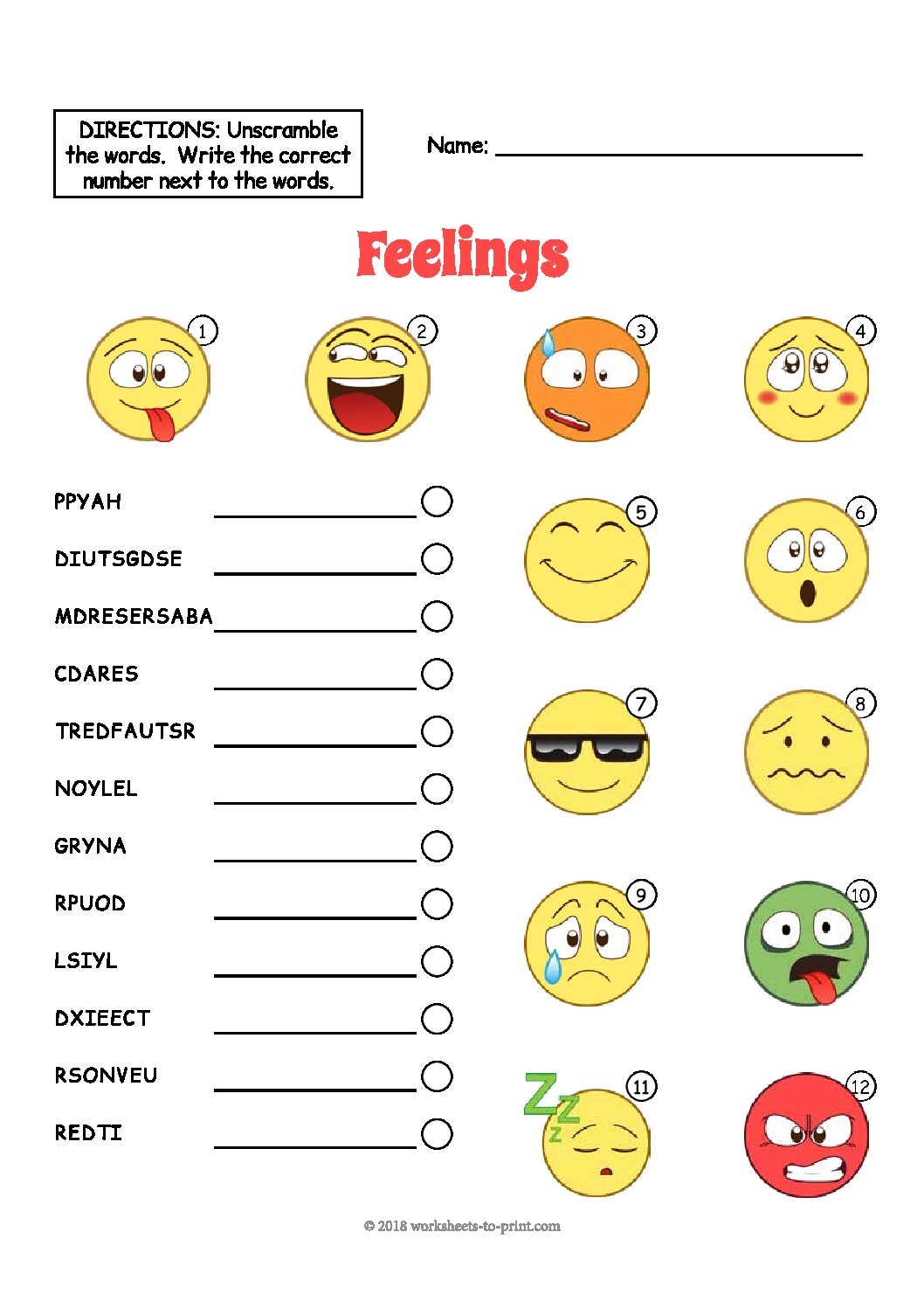printable emotions worksheet pdf