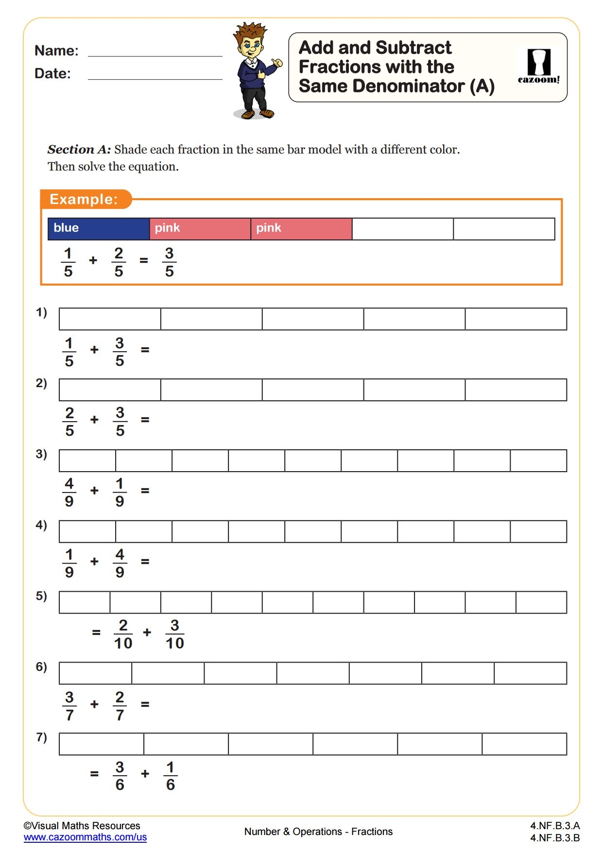 add fractions worksheet