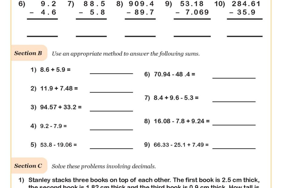 Adding And Subtracting Decimals Worksheet Fun And Engaging 5th