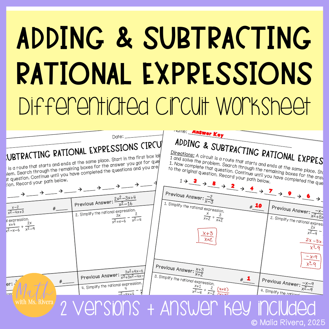 adding rational expressions worksheet